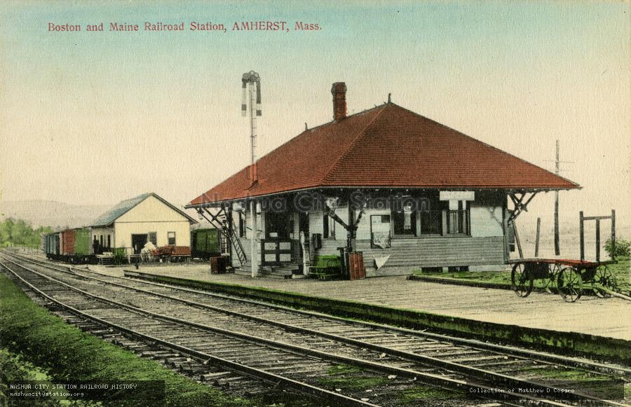 Postcard: Boston and Maine Railroad Station, Amherst, Massachusetts
